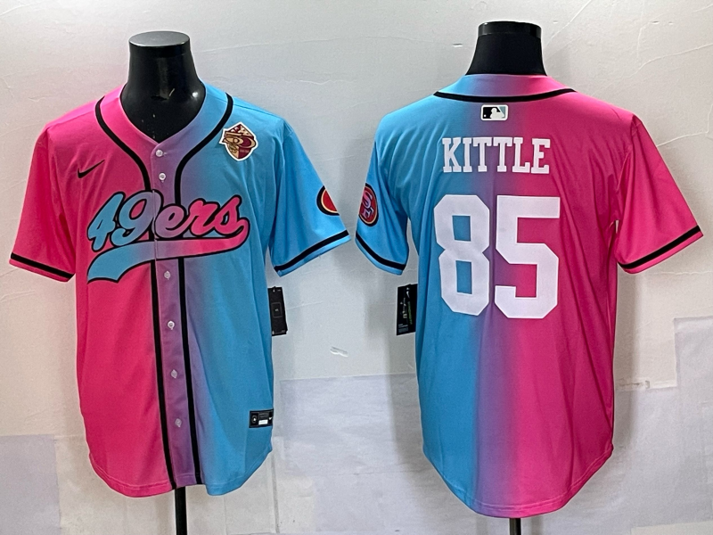 Men 2025 San Francisco 49ers #85 Kittle Pink Blue pink Nike Limited NFL Jersey 002